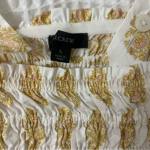 J. Crew Smocked Tube Top Gathered Floral Block Print Size Large - Picture 7 of 11